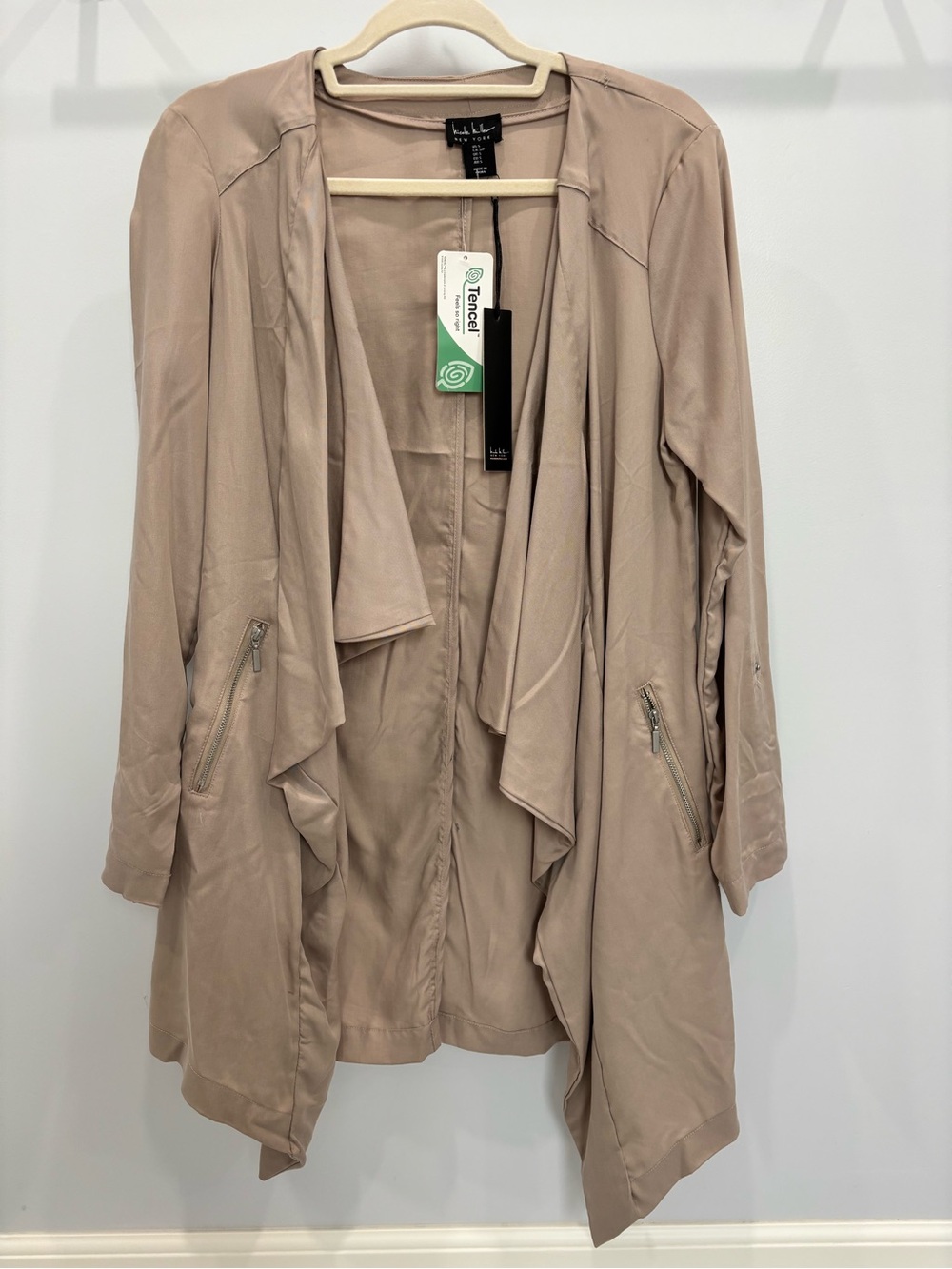 Nicole Miller Taupe Draped Trench Coat